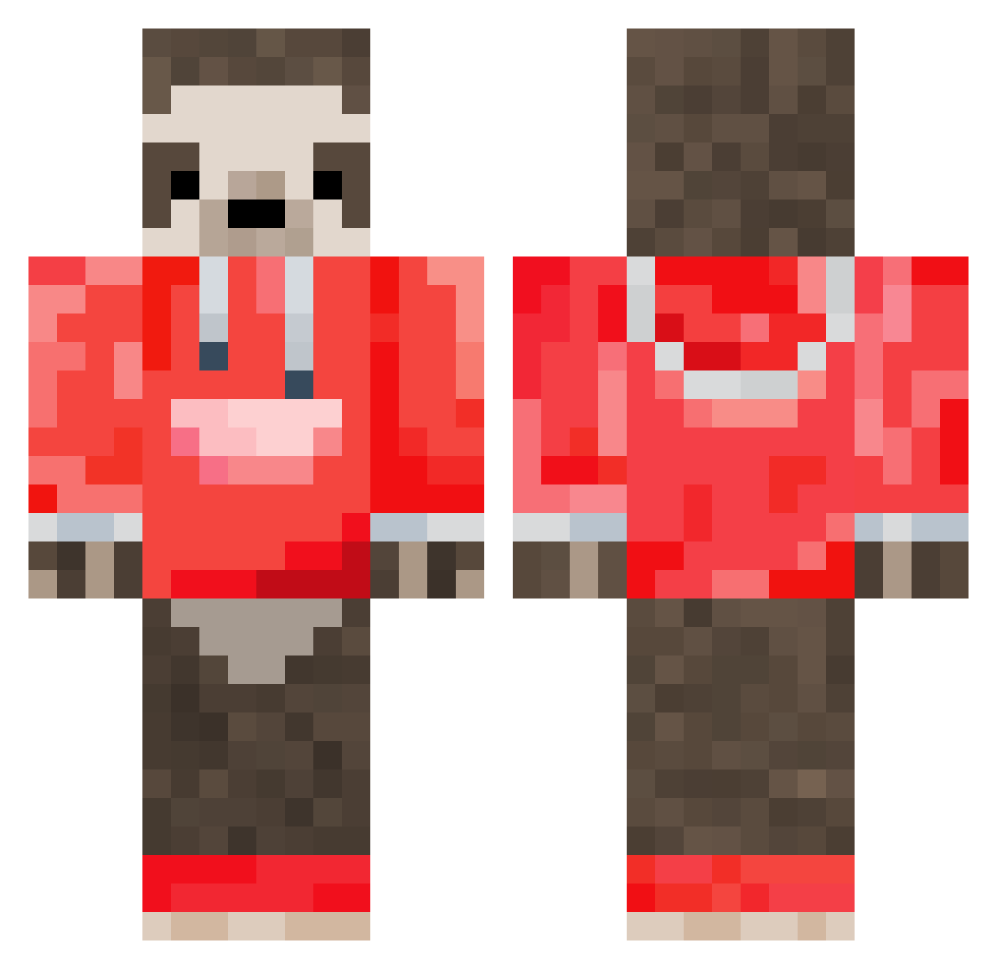 Chu66ySloth Minecraft skin, front and back view