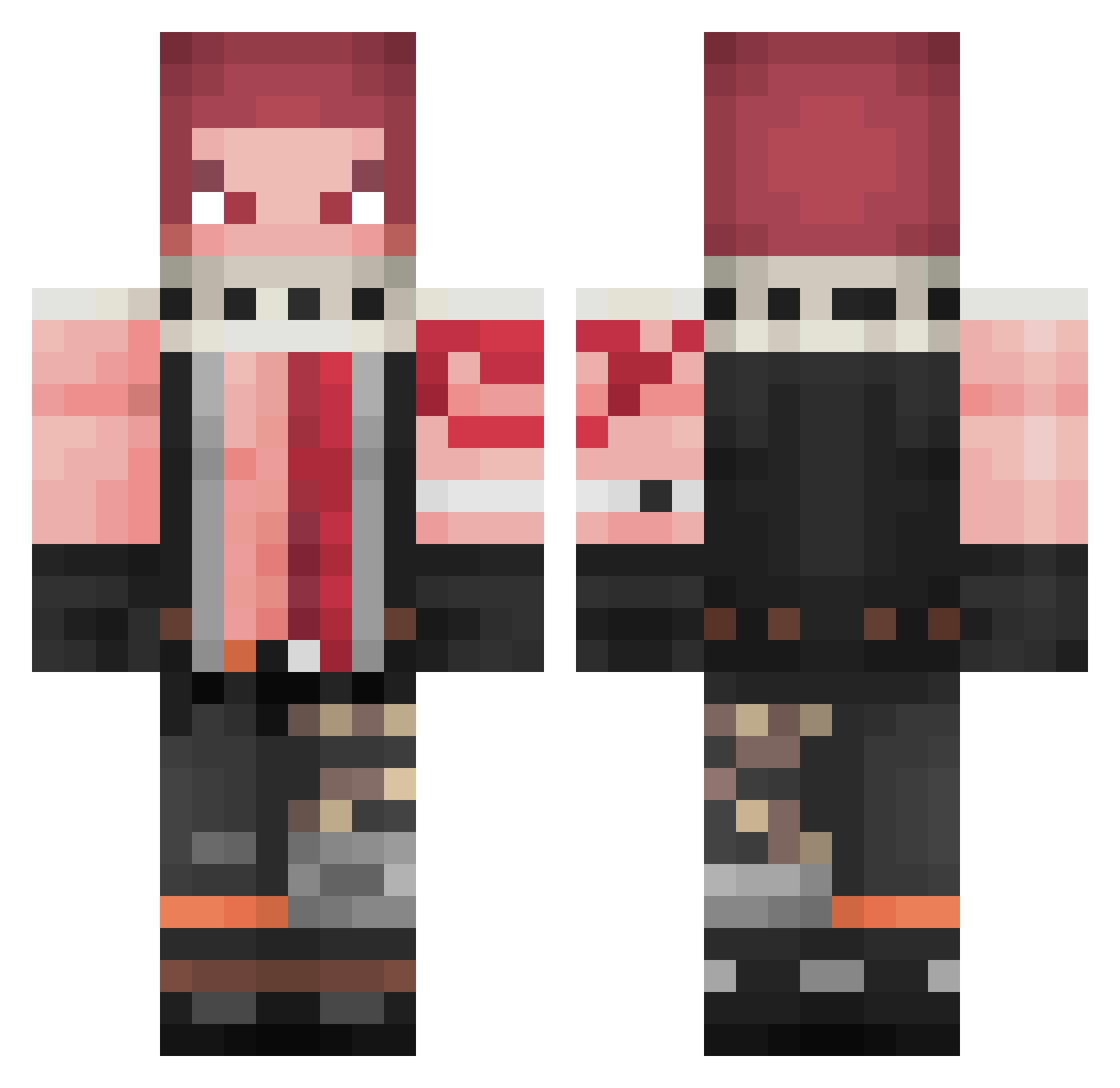 Swordsman Minecraft skin, front and back view