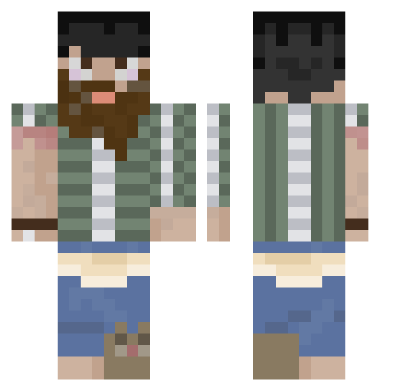 SkyHillsRoulette Minecraft skin, front and back view