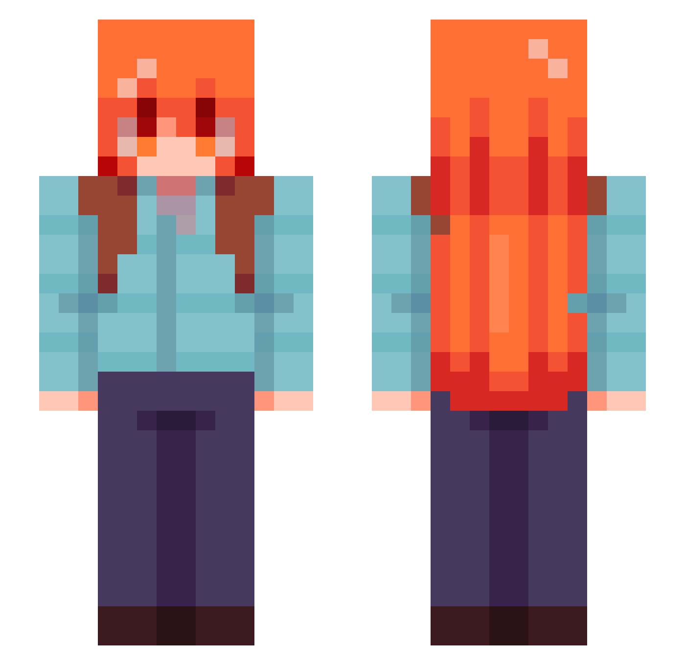 Mimileehar Minecraft skin, front and back view