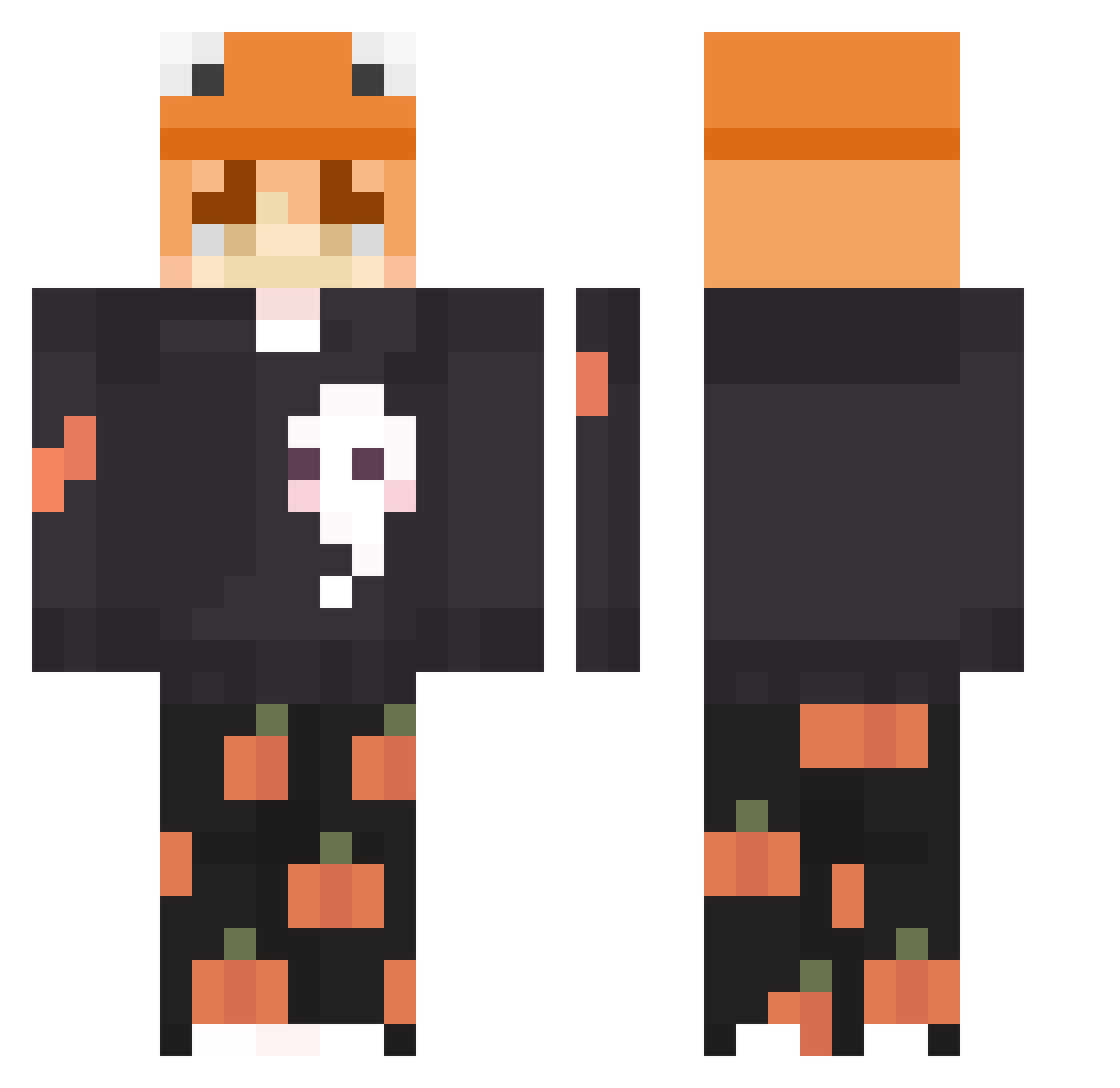 valoXtron Minecraft skin, front and back view
