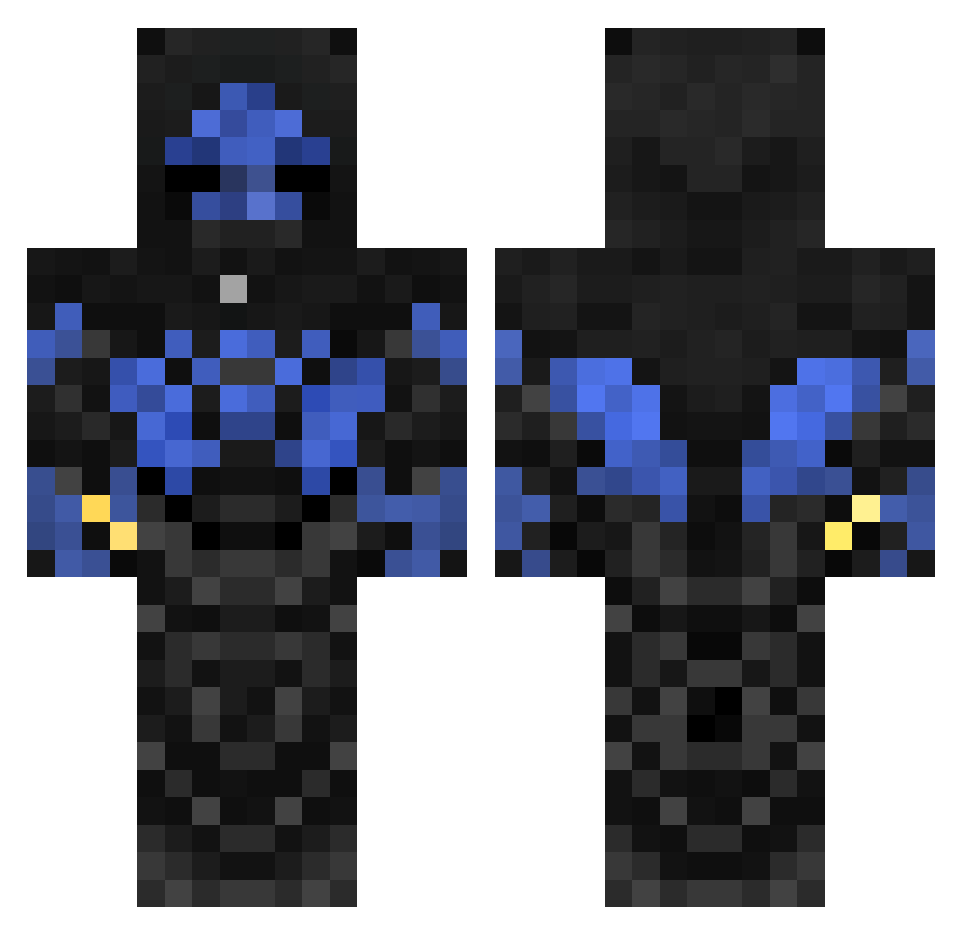 Knotworks Minecraft skin, front and back view