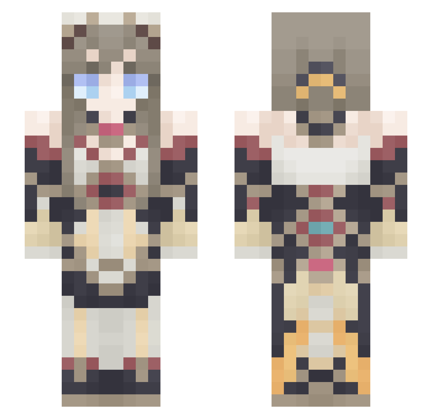 Uzily Minecraft skin, front and back view