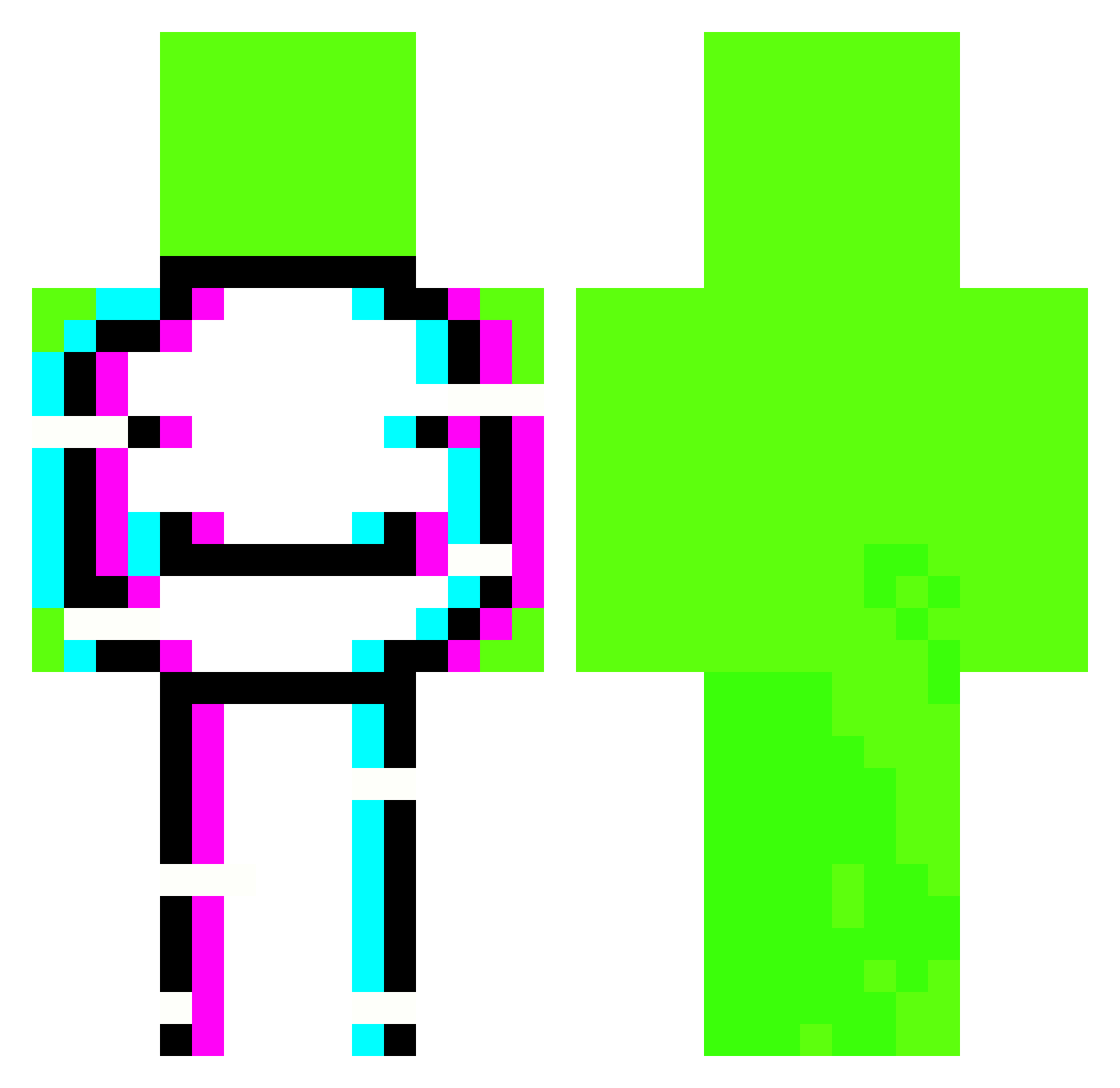 Hacker_Creeper Minecraft skin, front and back view