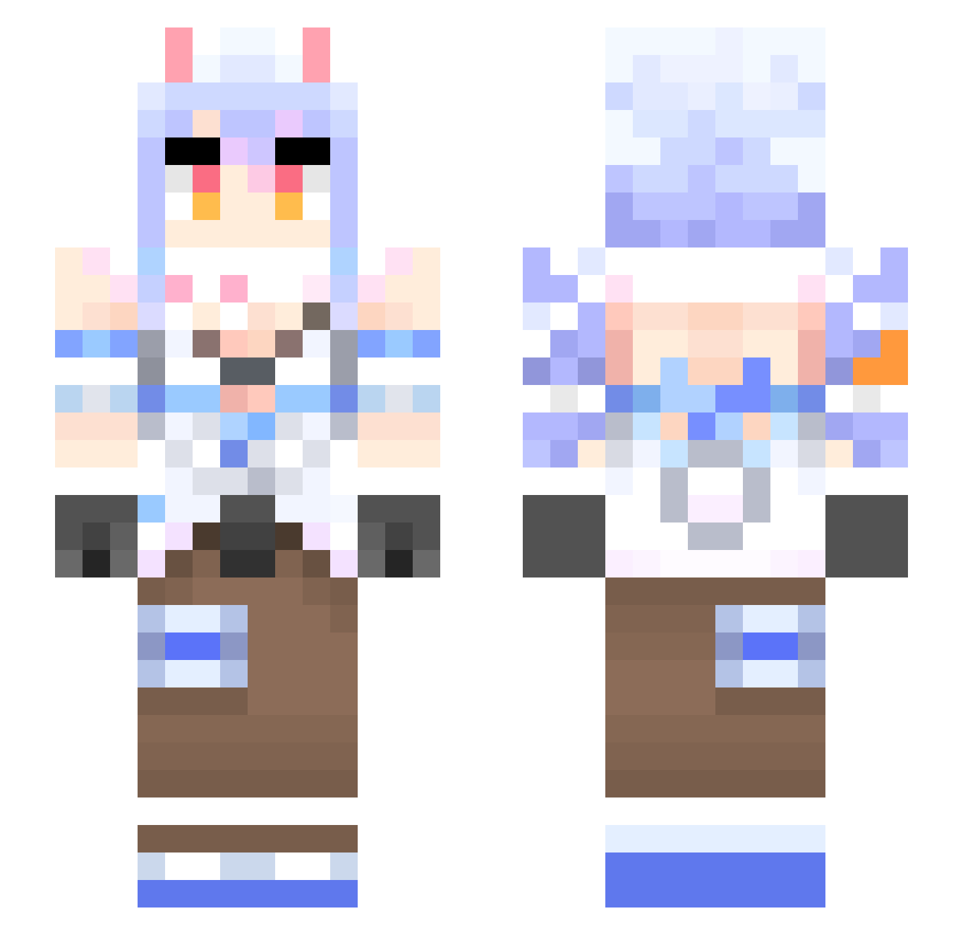 Proskills Minecraft skin, front and back view