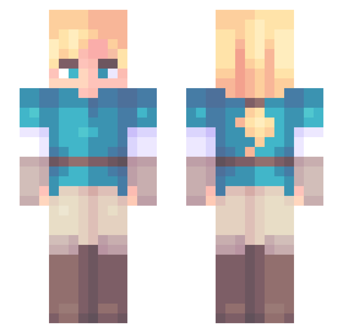 Tardyons Minecraft skin, front and back view