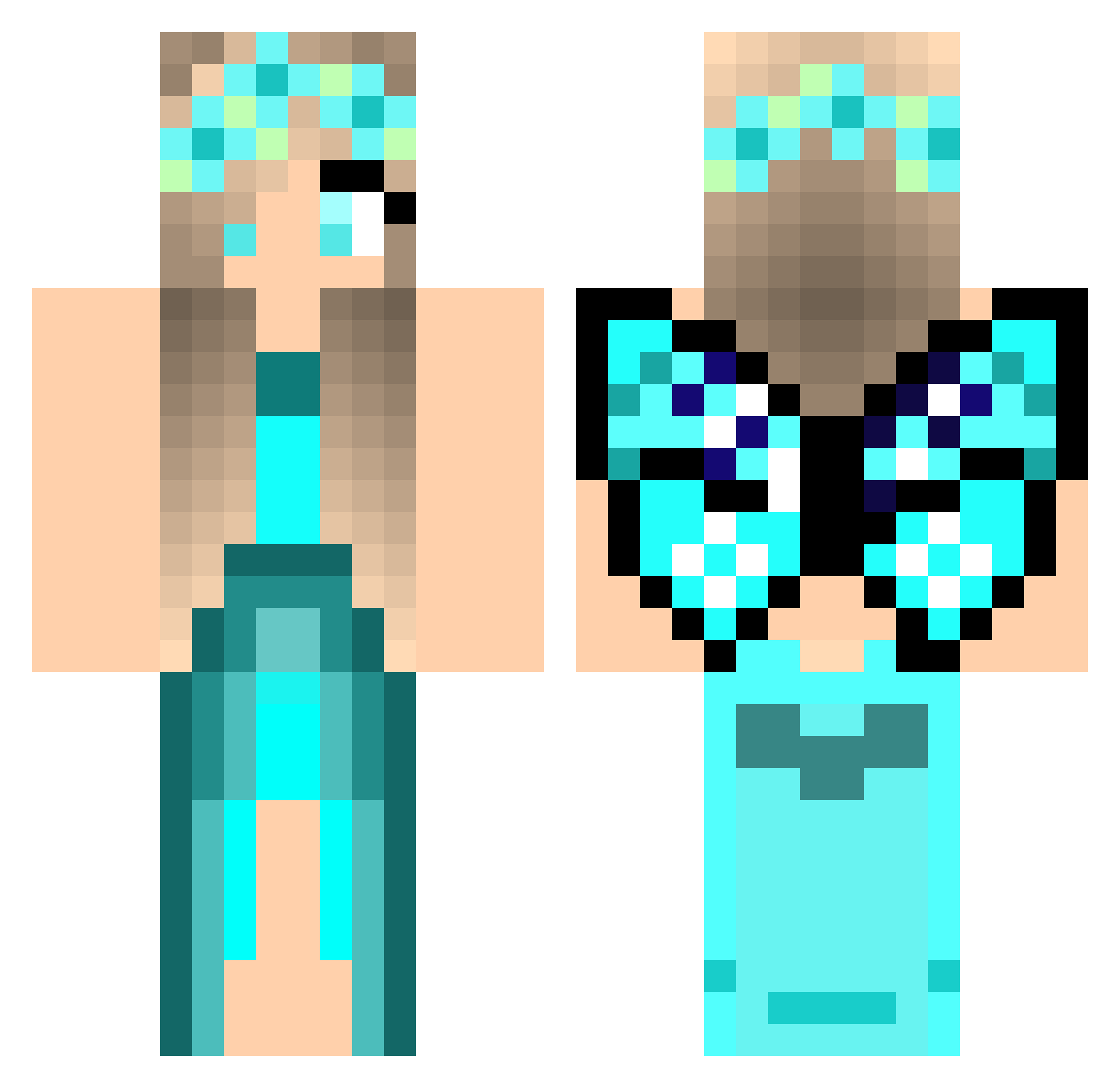 Kindhearted Minecraft skin, front and back view