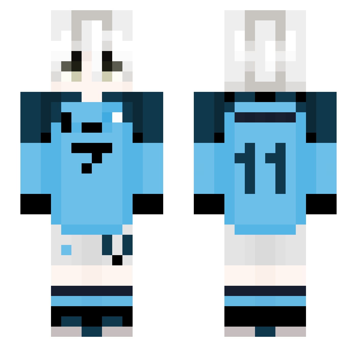 hilza Minecraft skin, front and back view