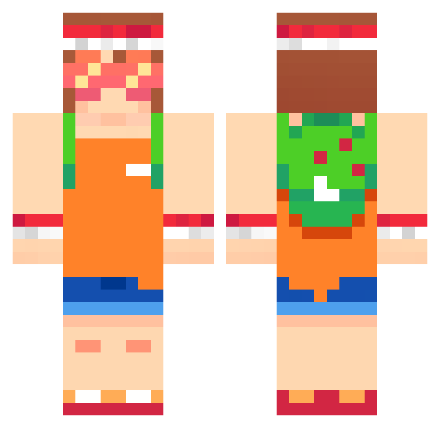 squiddoishere Minecraft skin, front and back view