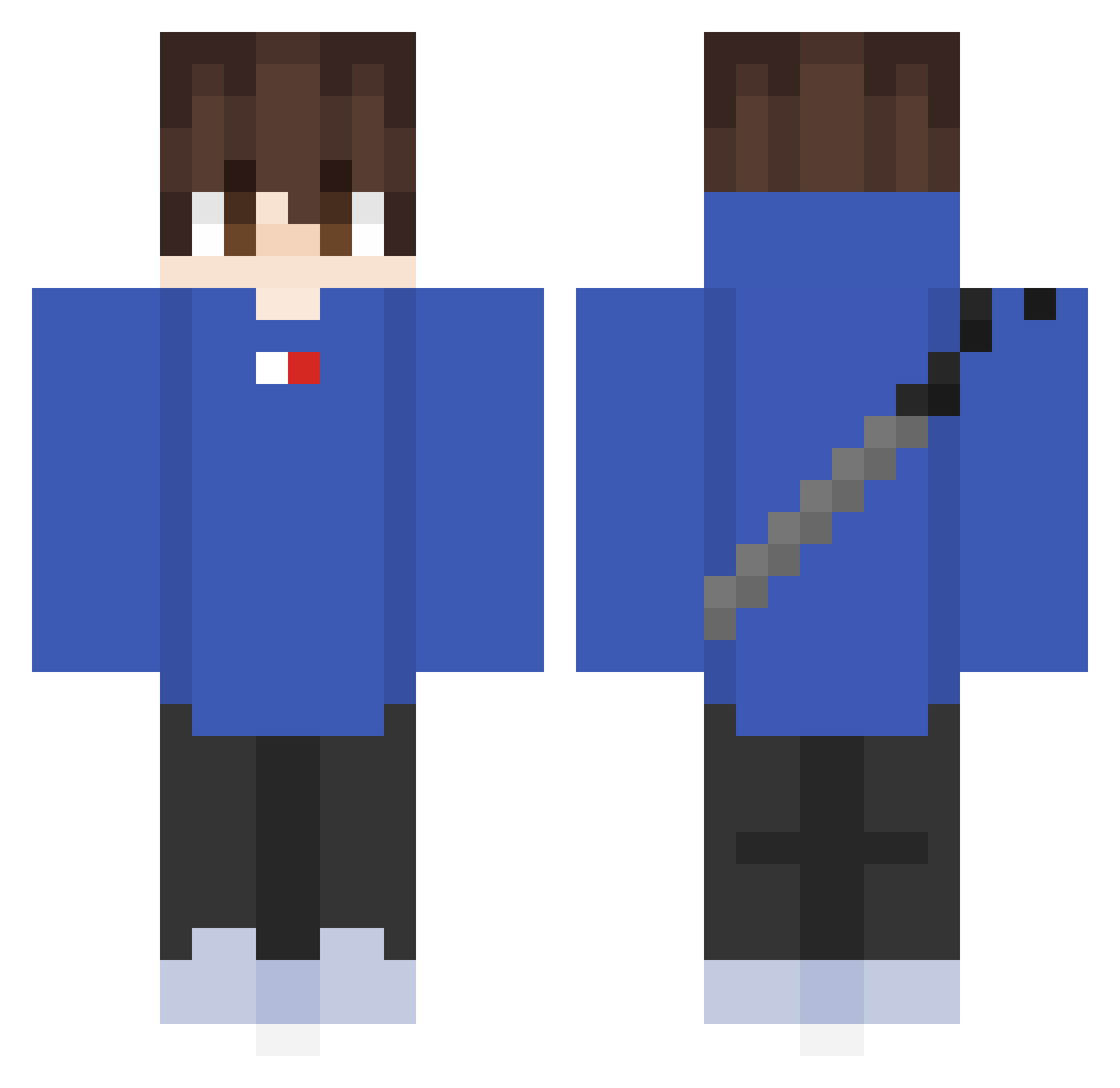 RuleXD Minecraft skin, front and back view
