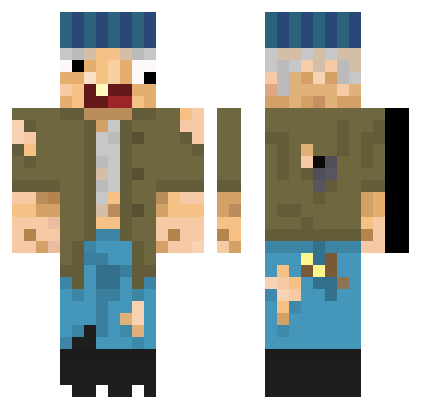Fleischgeiger Minecraft skin, front and back view