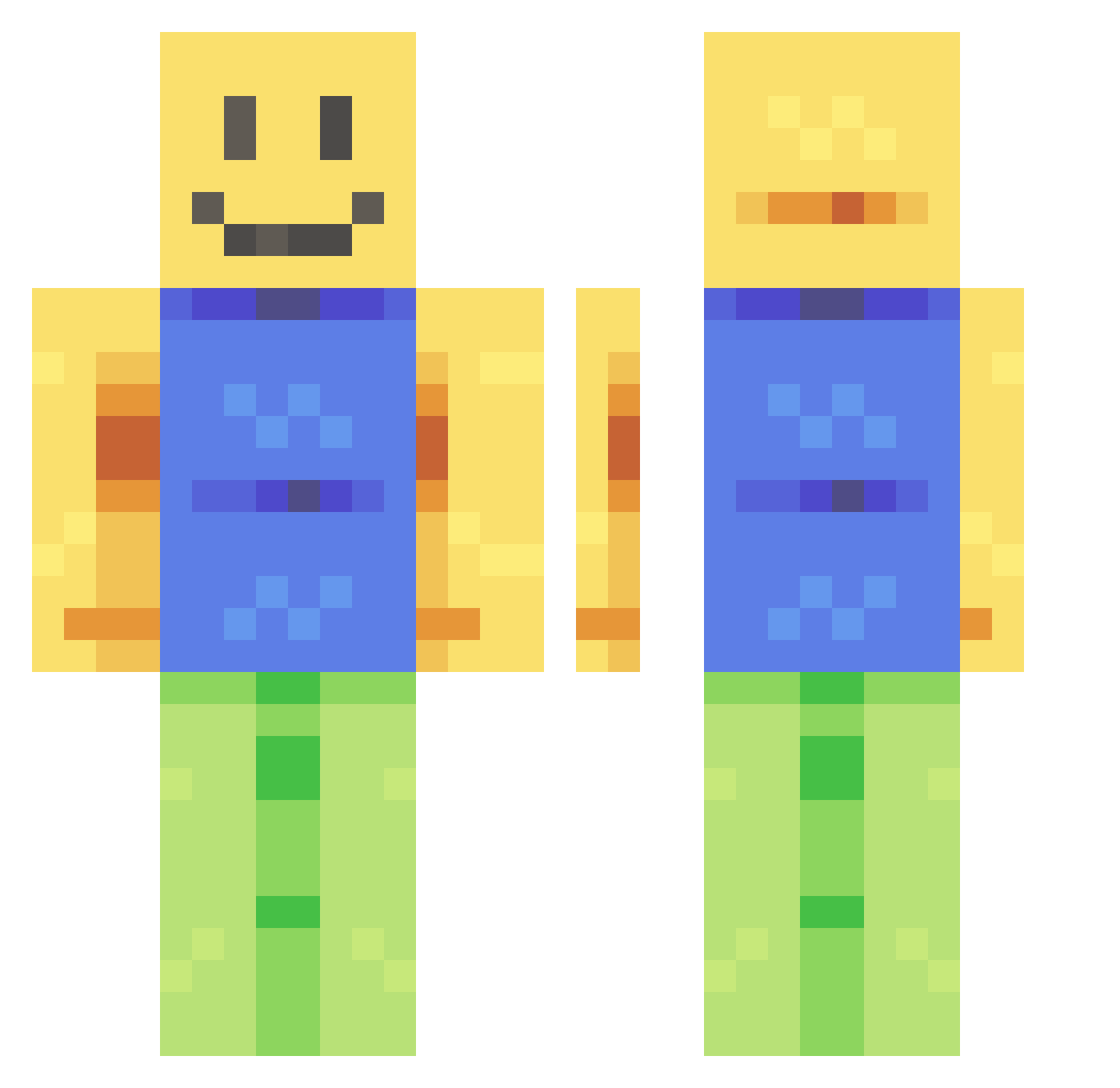 DominantXQ Minecraft skin, front and back view