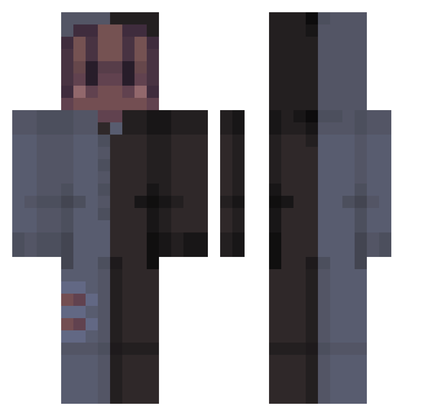 AnimoxLove Minecraft skin, front and back view