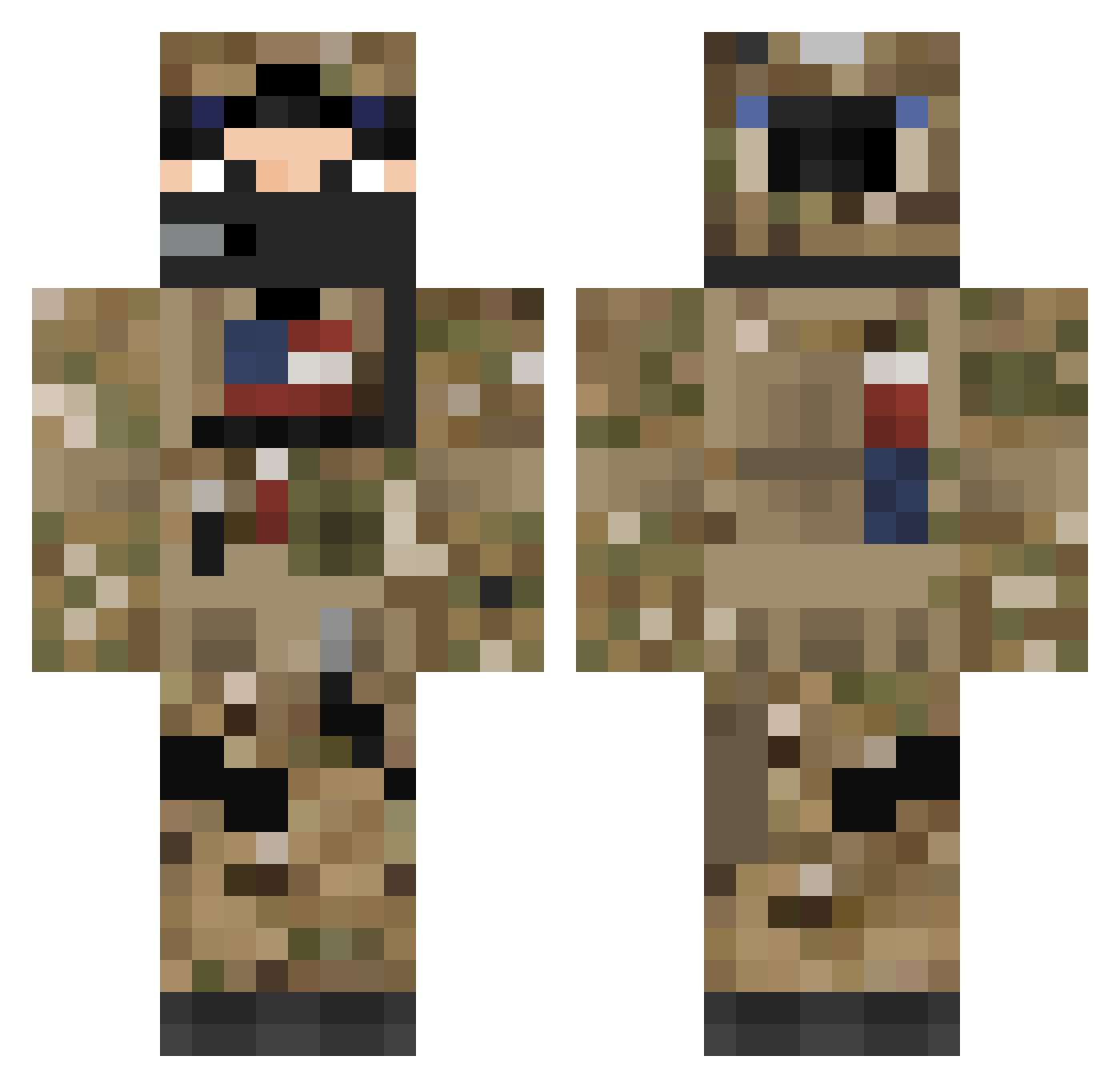 Plshy333 Minecraft skin, front and back view