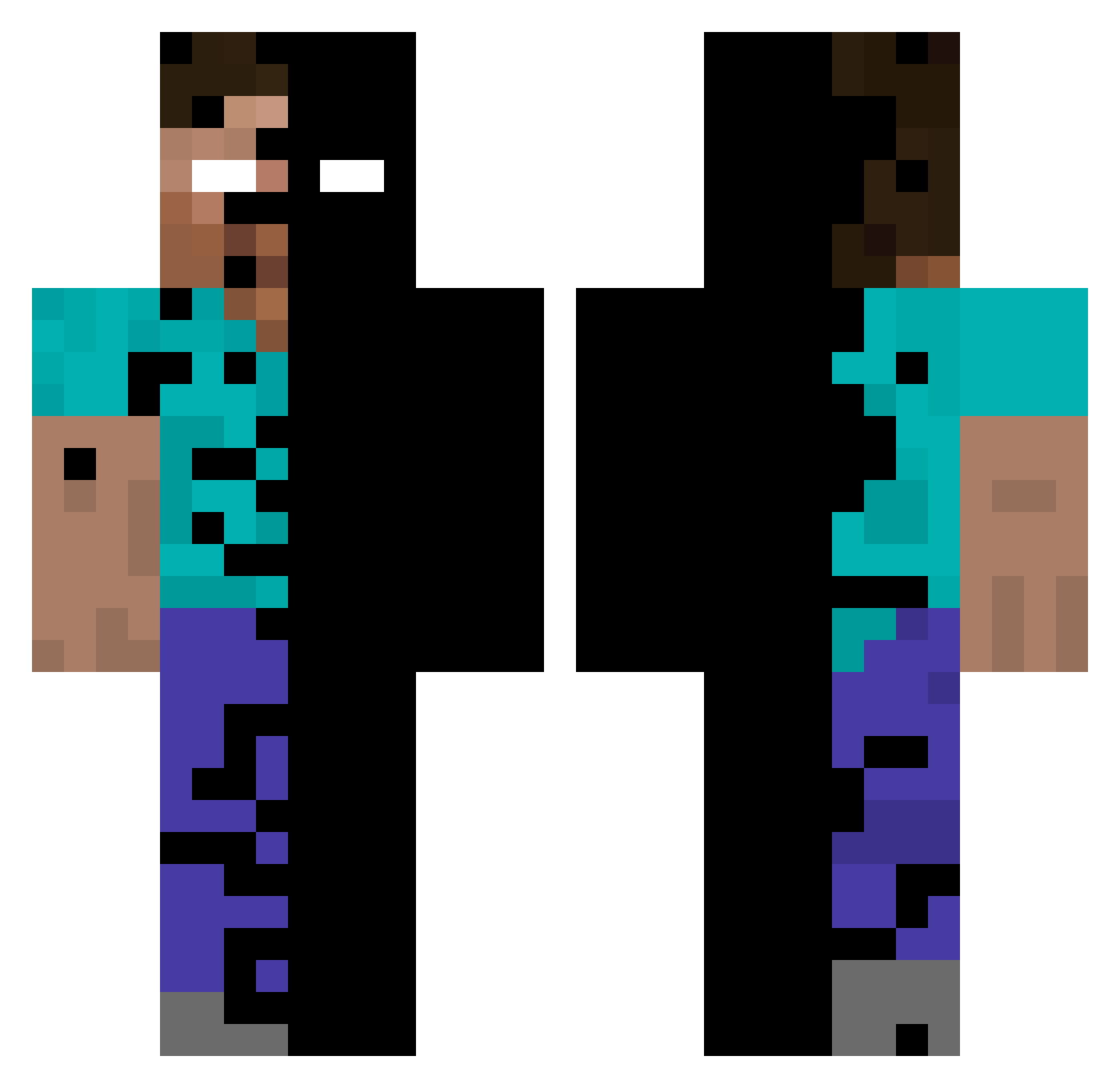 svndl Minecraft skin, front and back view