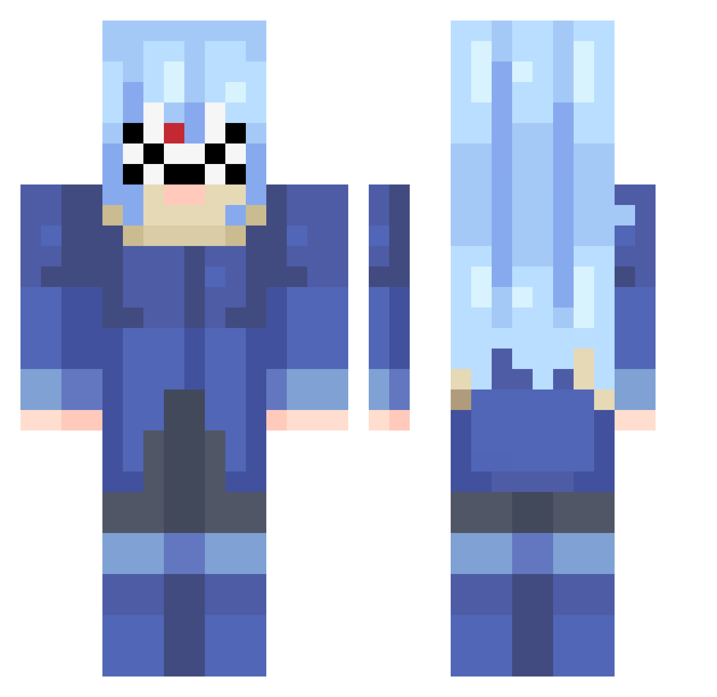 FlareXSetsuna Minecraft skin, front and back view