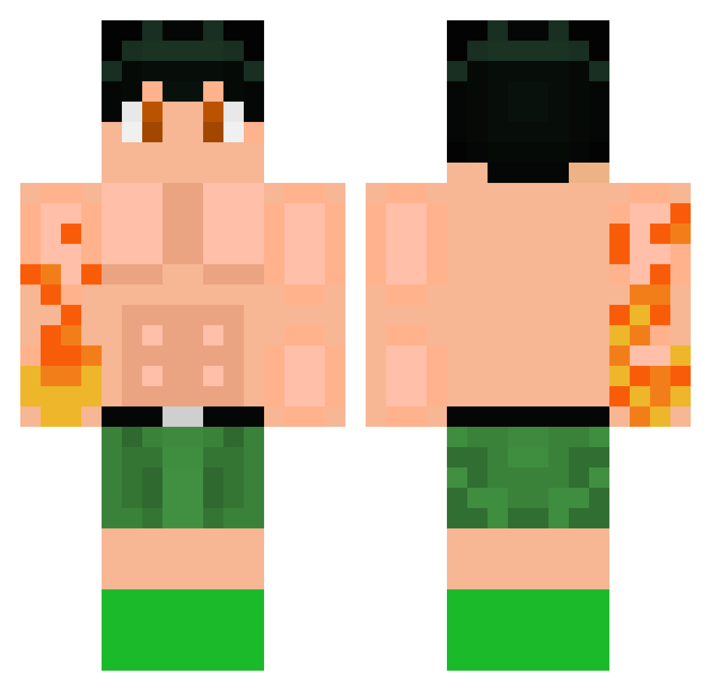 Peradoc Minecraft skin, front and back view