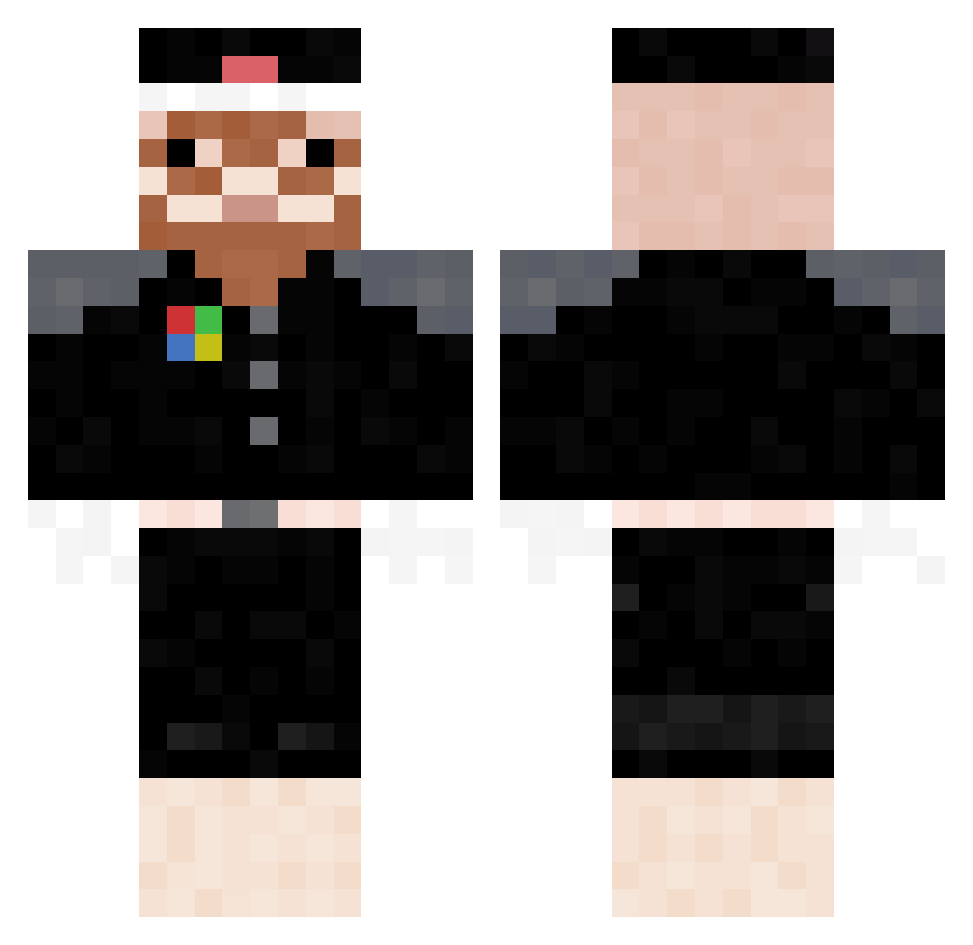 Octoturge Minecraft skin, front and back view