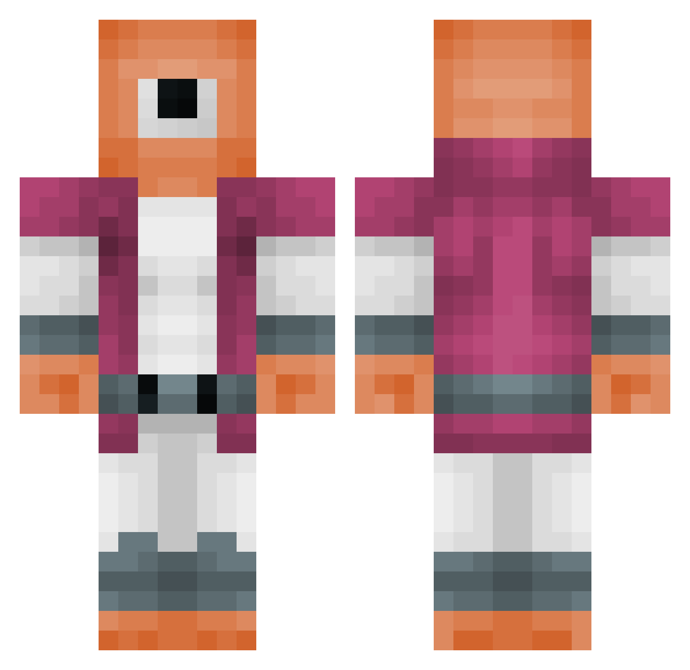 BooseGumbs Minecraft skin, front and back view