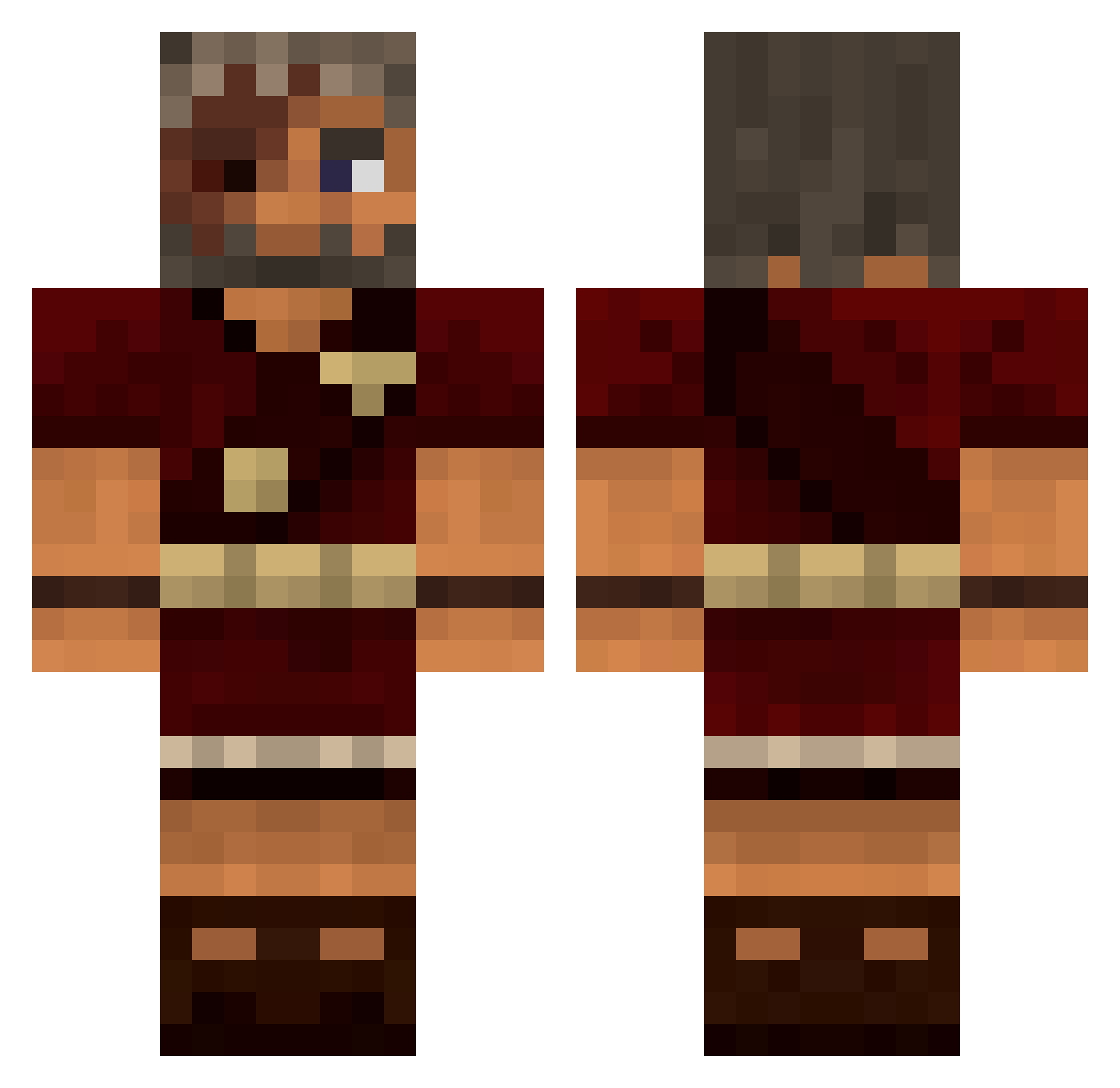 IraRegis Minecraft skin, front and back view