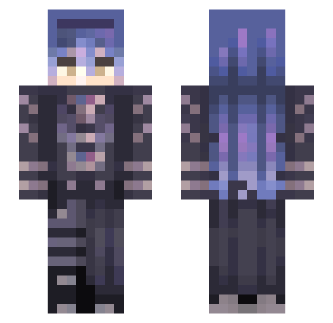 SquishyLevi Minecraft skin, front and back view