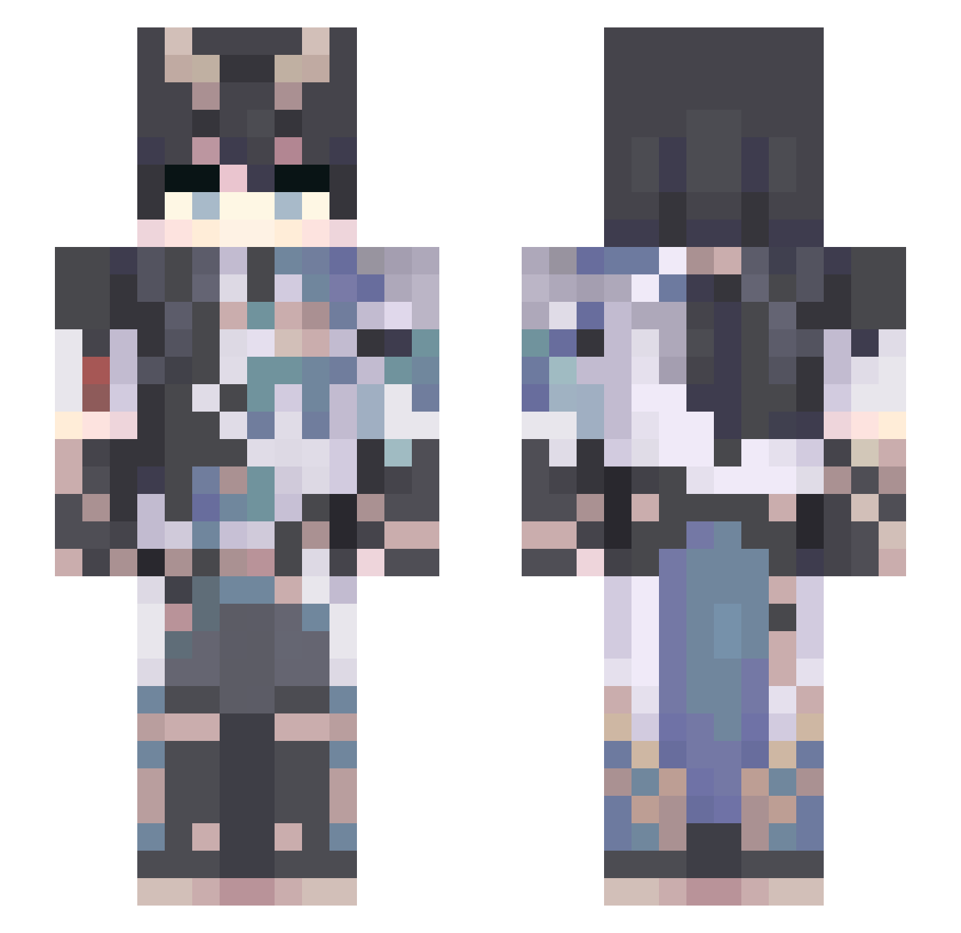 XeroZech Minecraft skin, front and back view