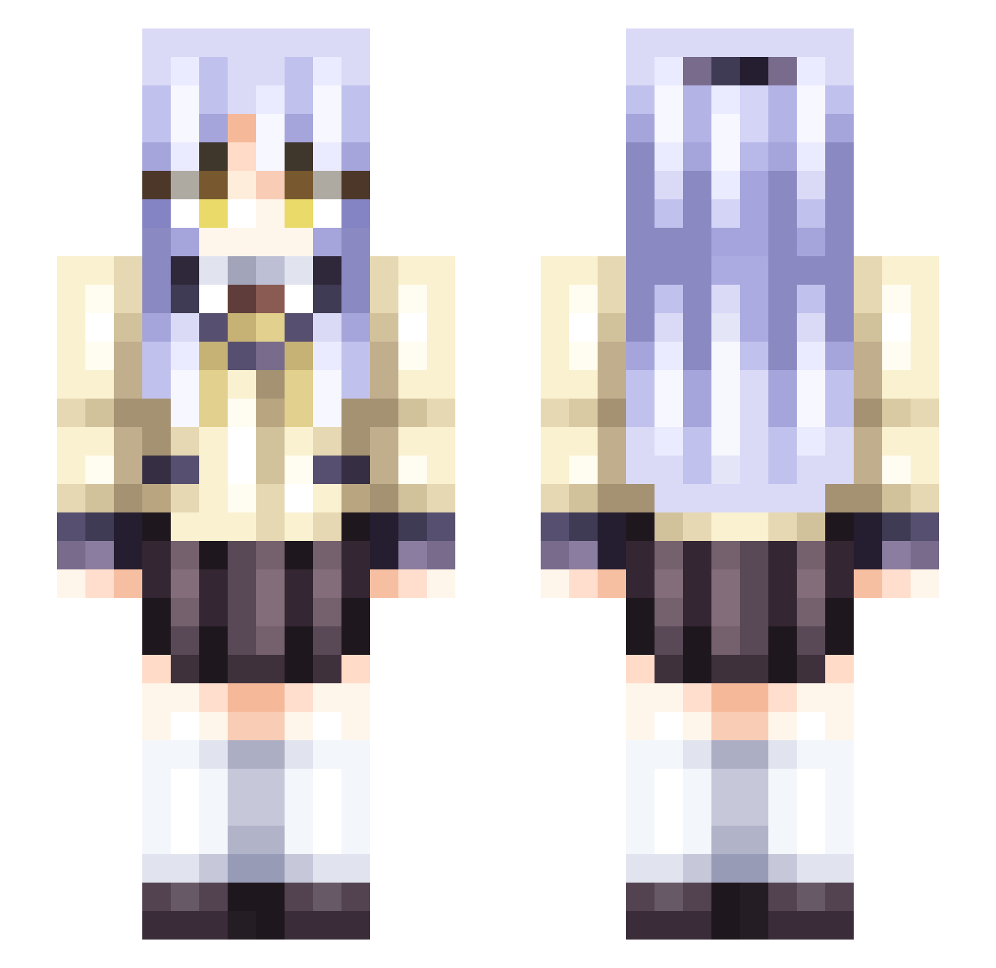 KanadeAixiteilu Minecraft skin, front and back view