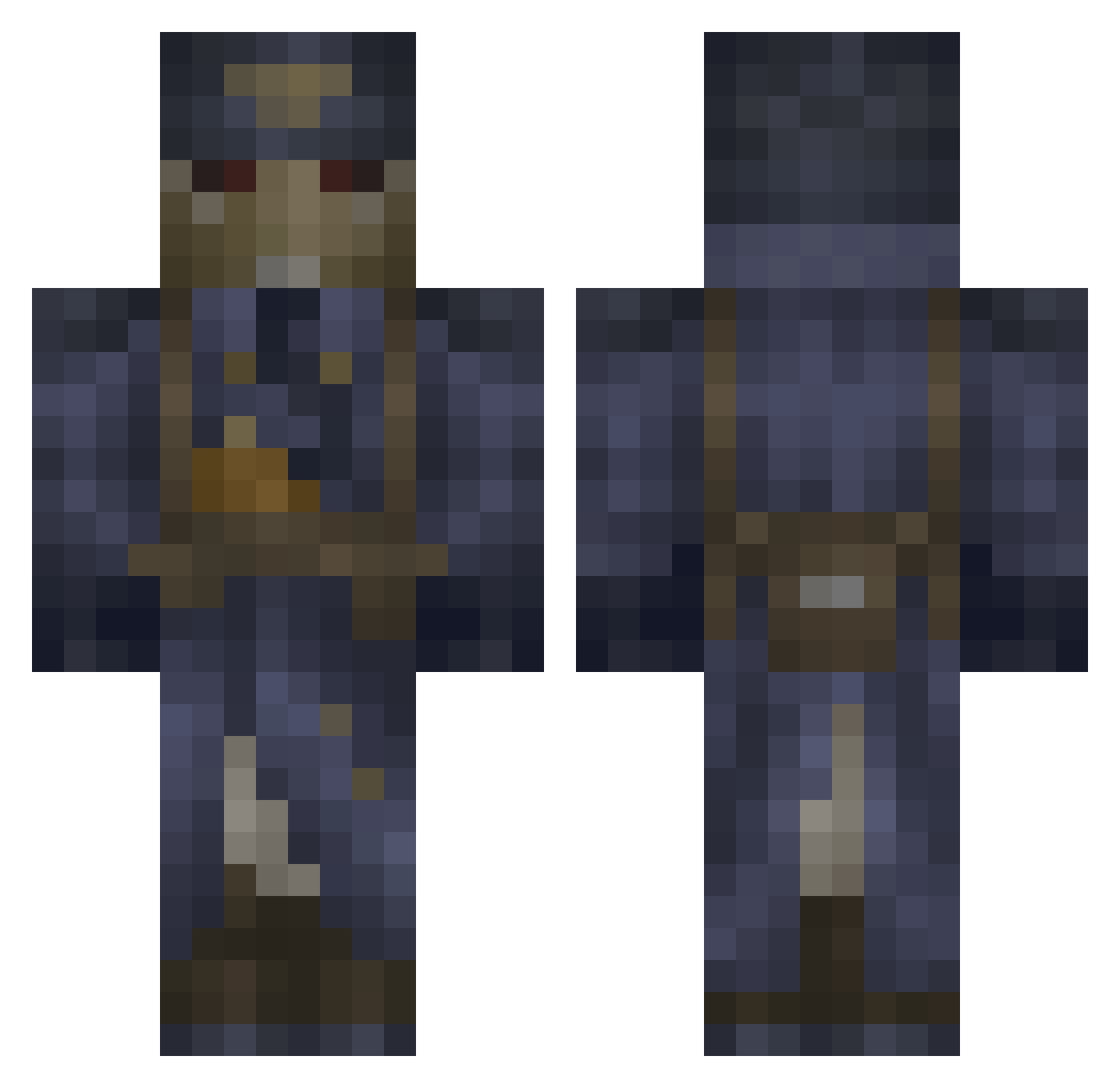 MegaBigGains Minecraft skin, front and back view