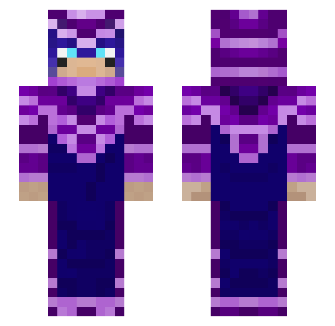 AgentStxrs Minecraft skin, front and back view