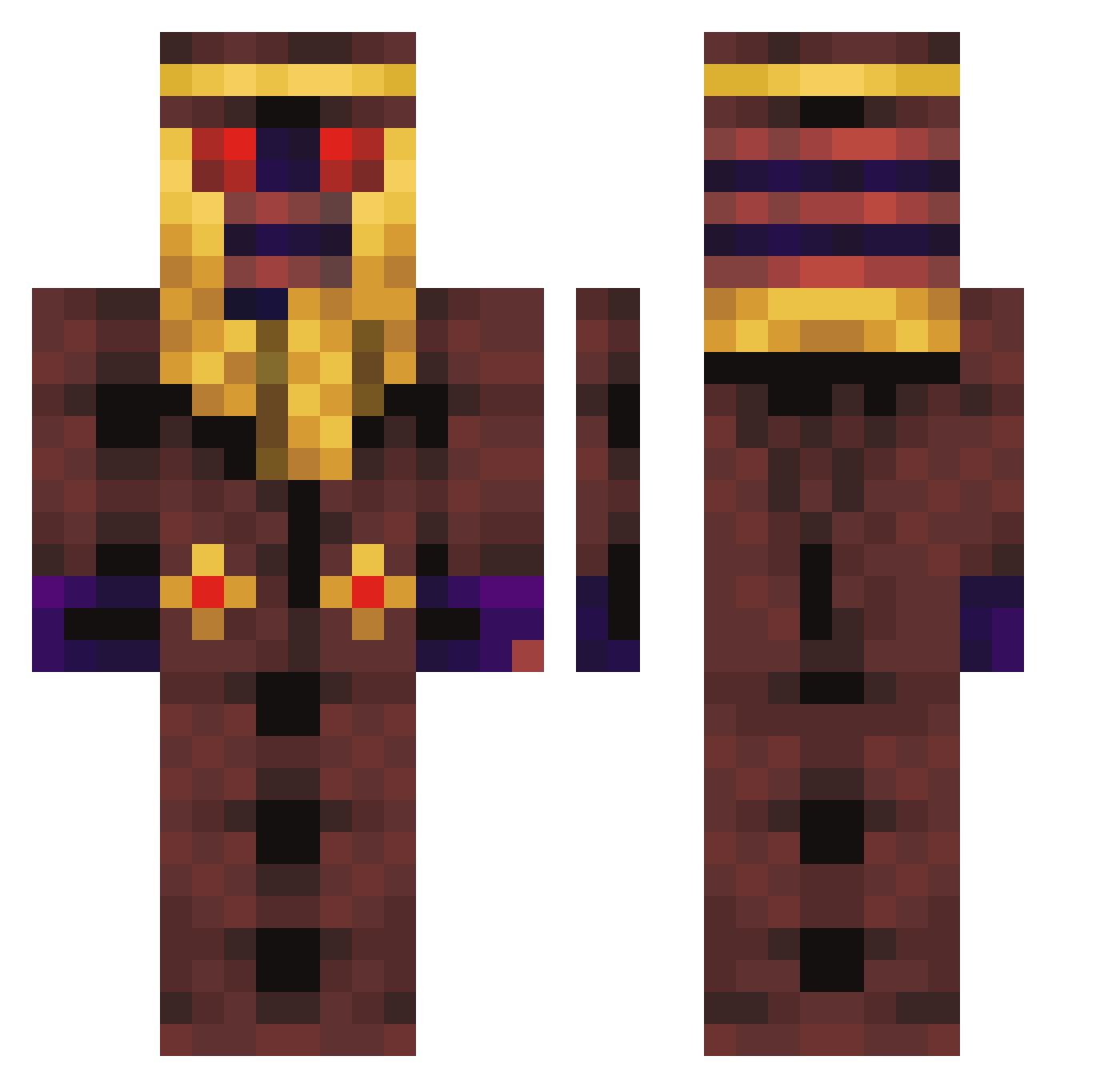 Iglack Minecraft skin, front and back view
