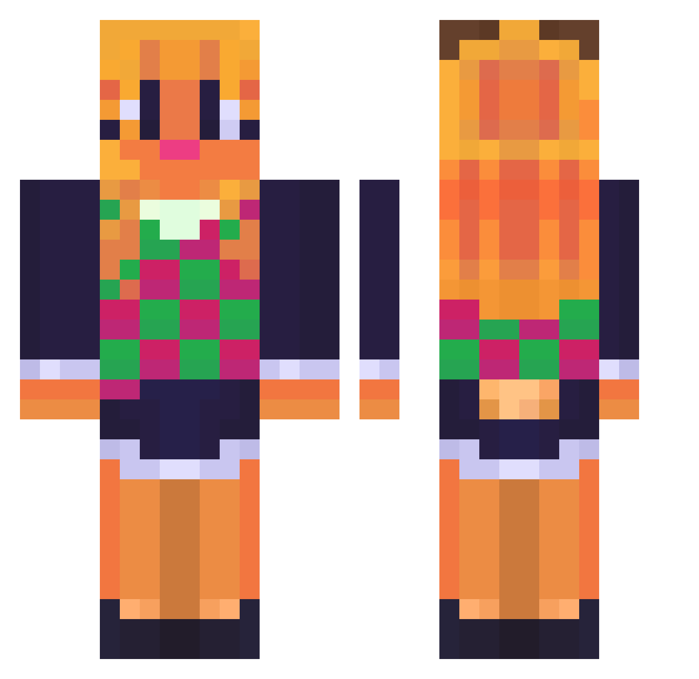 kitsune_nin Minecraft skin, front and back view