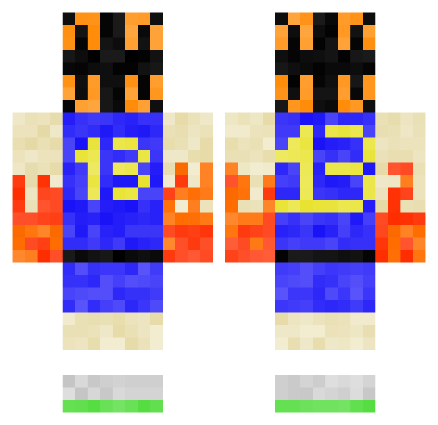 OkorGaming4 Minecraft skin, front and back view
