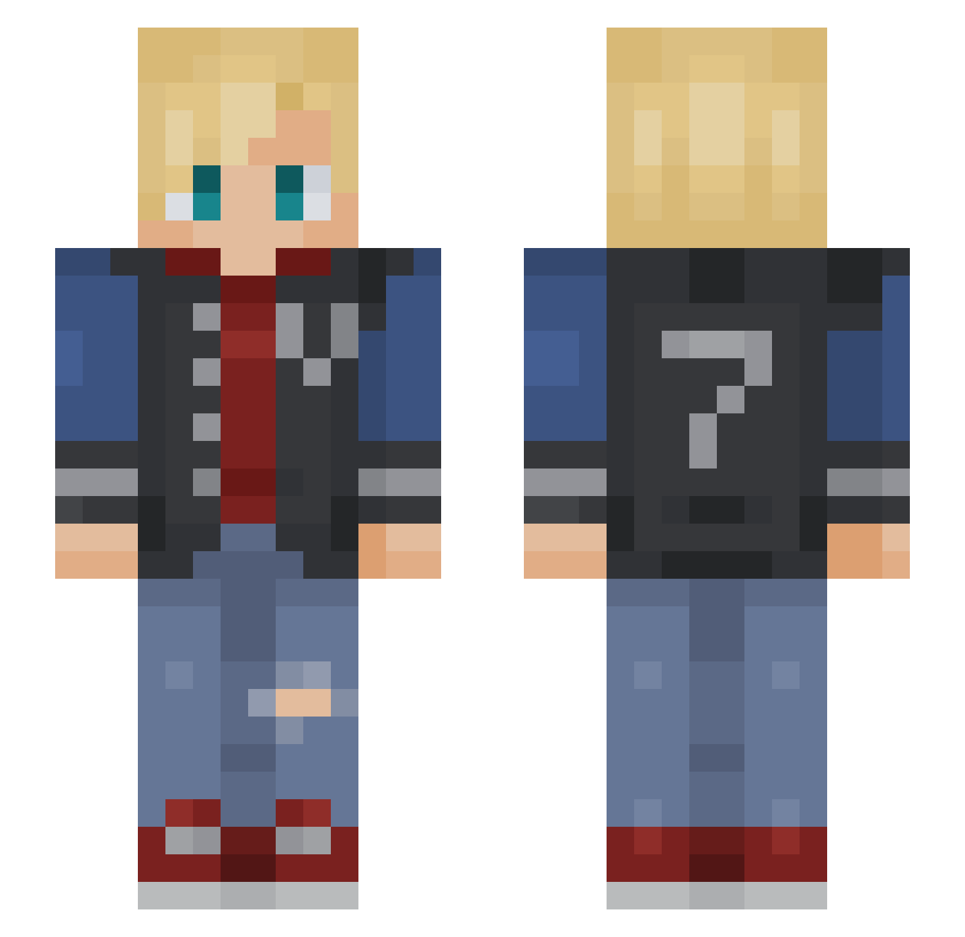 Quasar24 Minecraft skin, front and back view