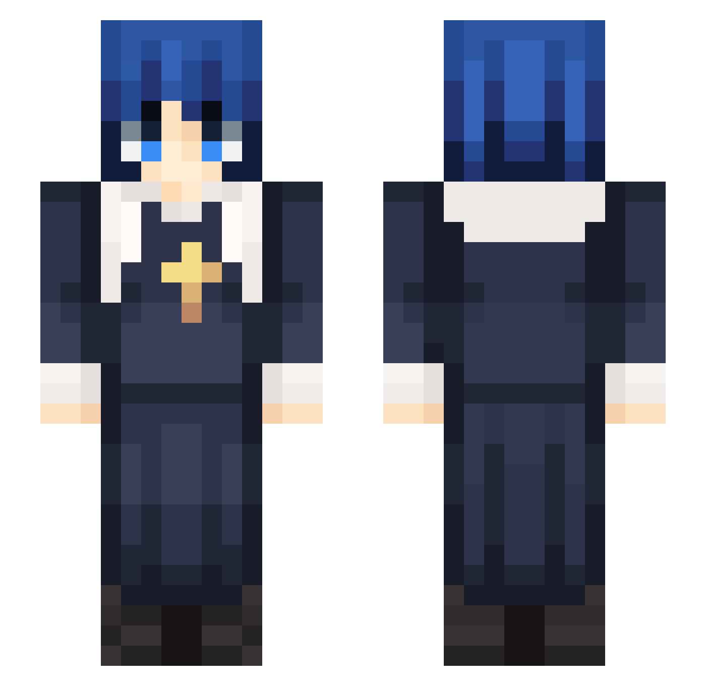 Megarian Minecraft skin, front and back view