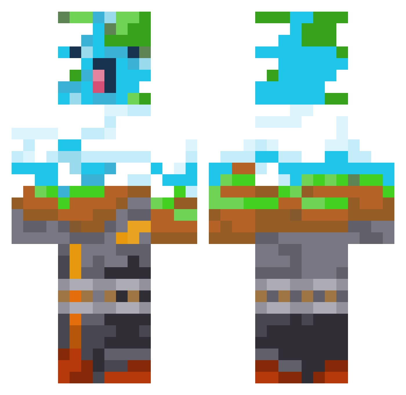 Tomimom Minecraft skin, front and back view