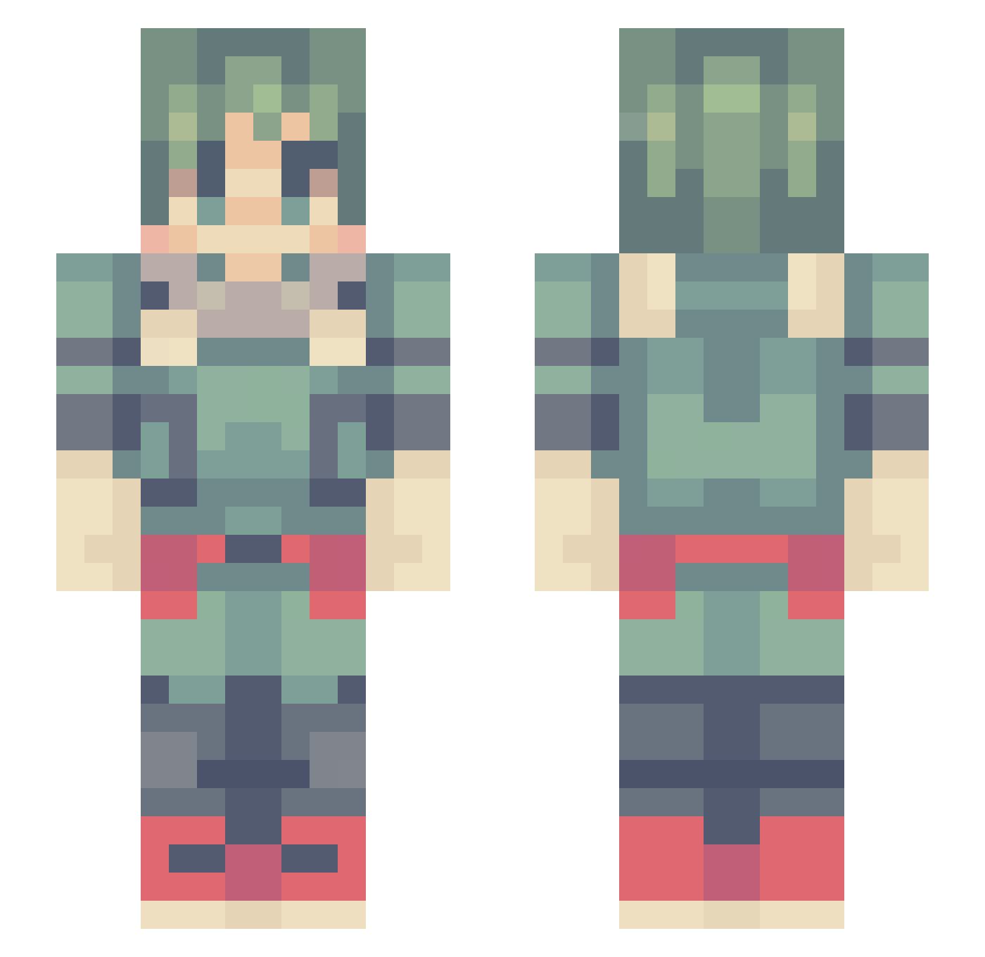 SpirantYT Minecraft skin, front and back view