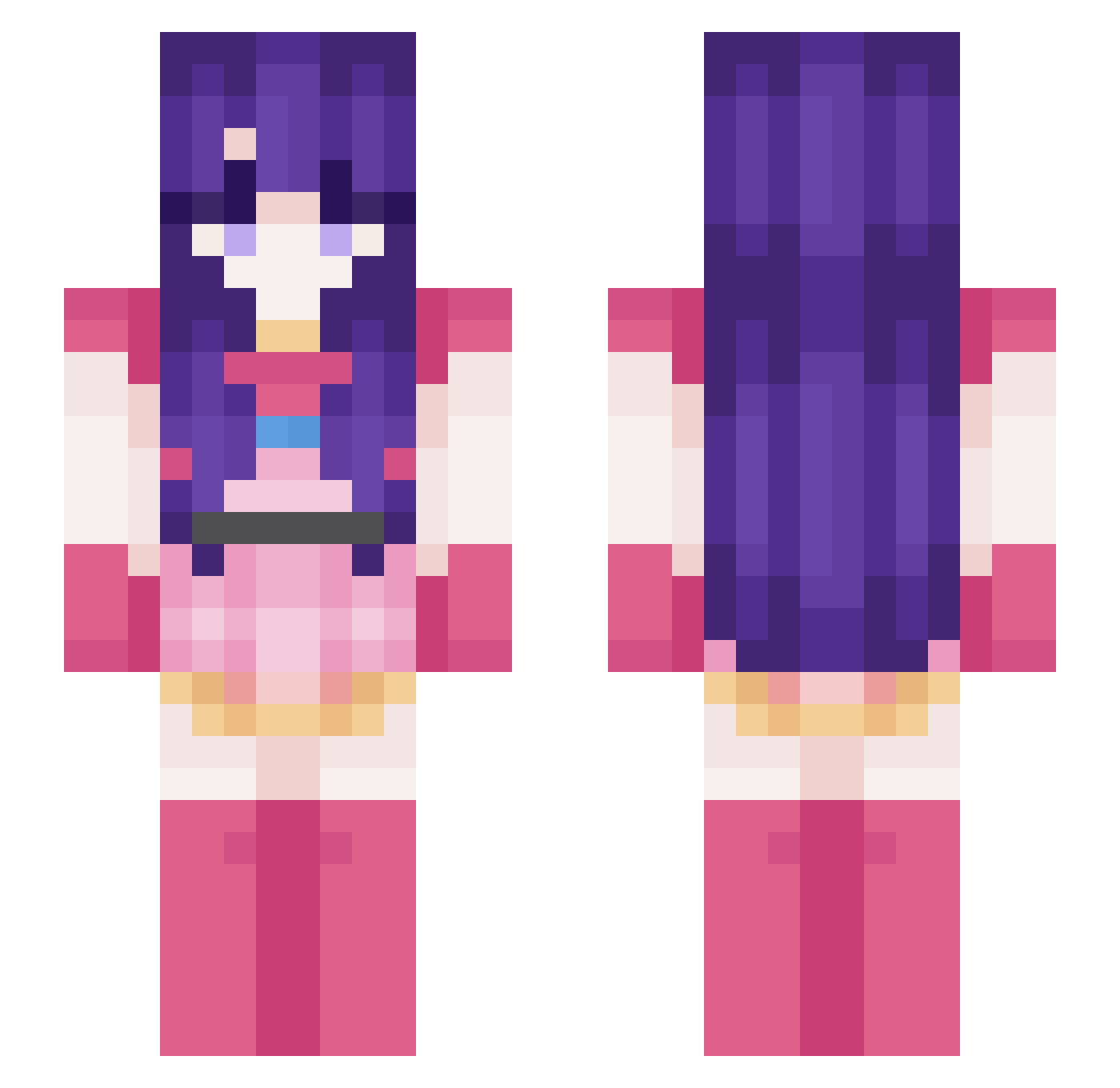fastpeach Minecraft skin, front and back view