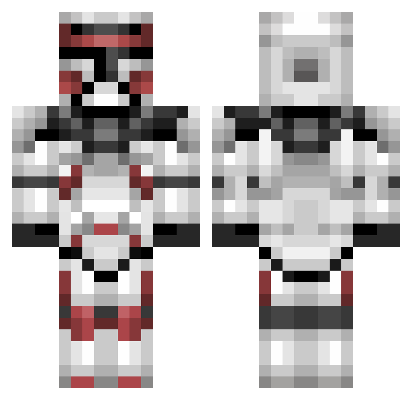 PyrosElric Minecraft skin, front and back view