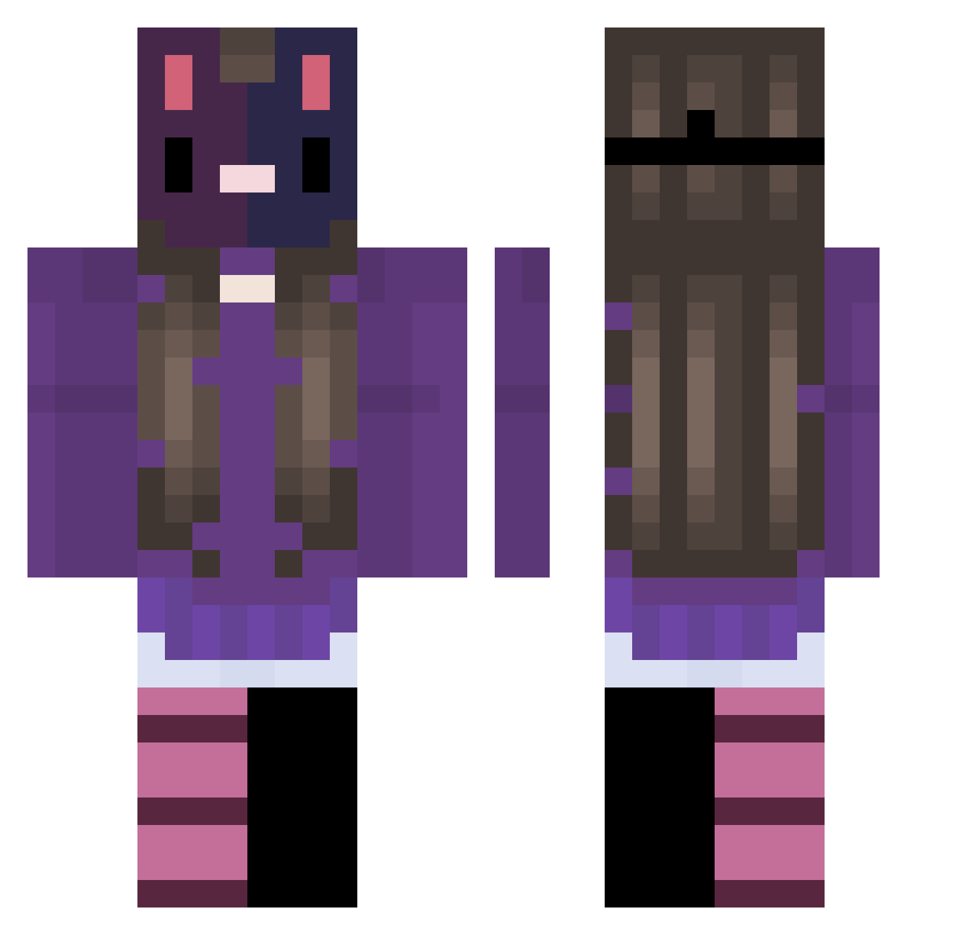 Bunny937 Minecraft skin, front and back view