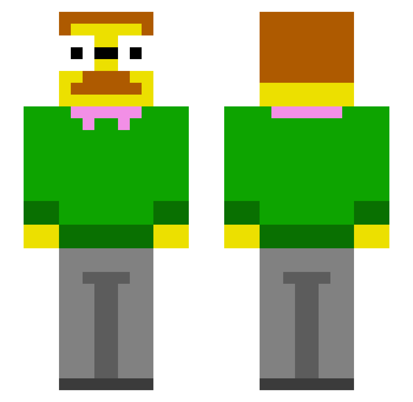 Faleex Minecraft skin, front and back view