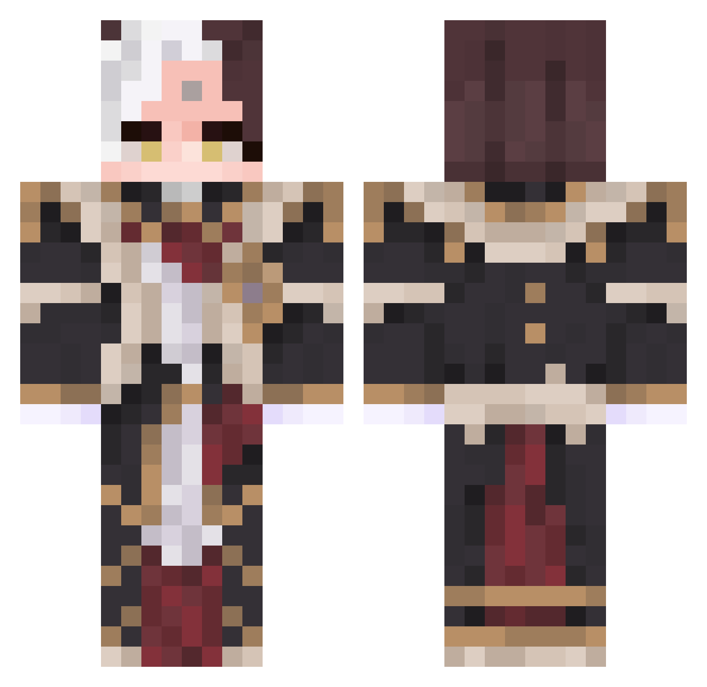 Keldarias Minecraft skin, front and back view