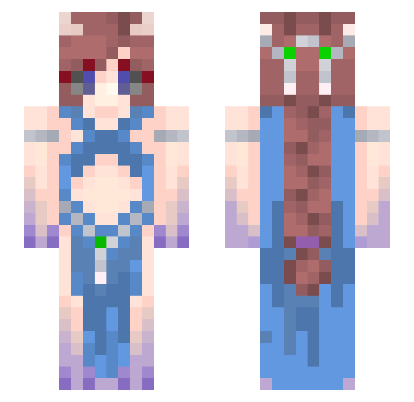 EldrichLoveCrAft Minecraft skin, front and back view