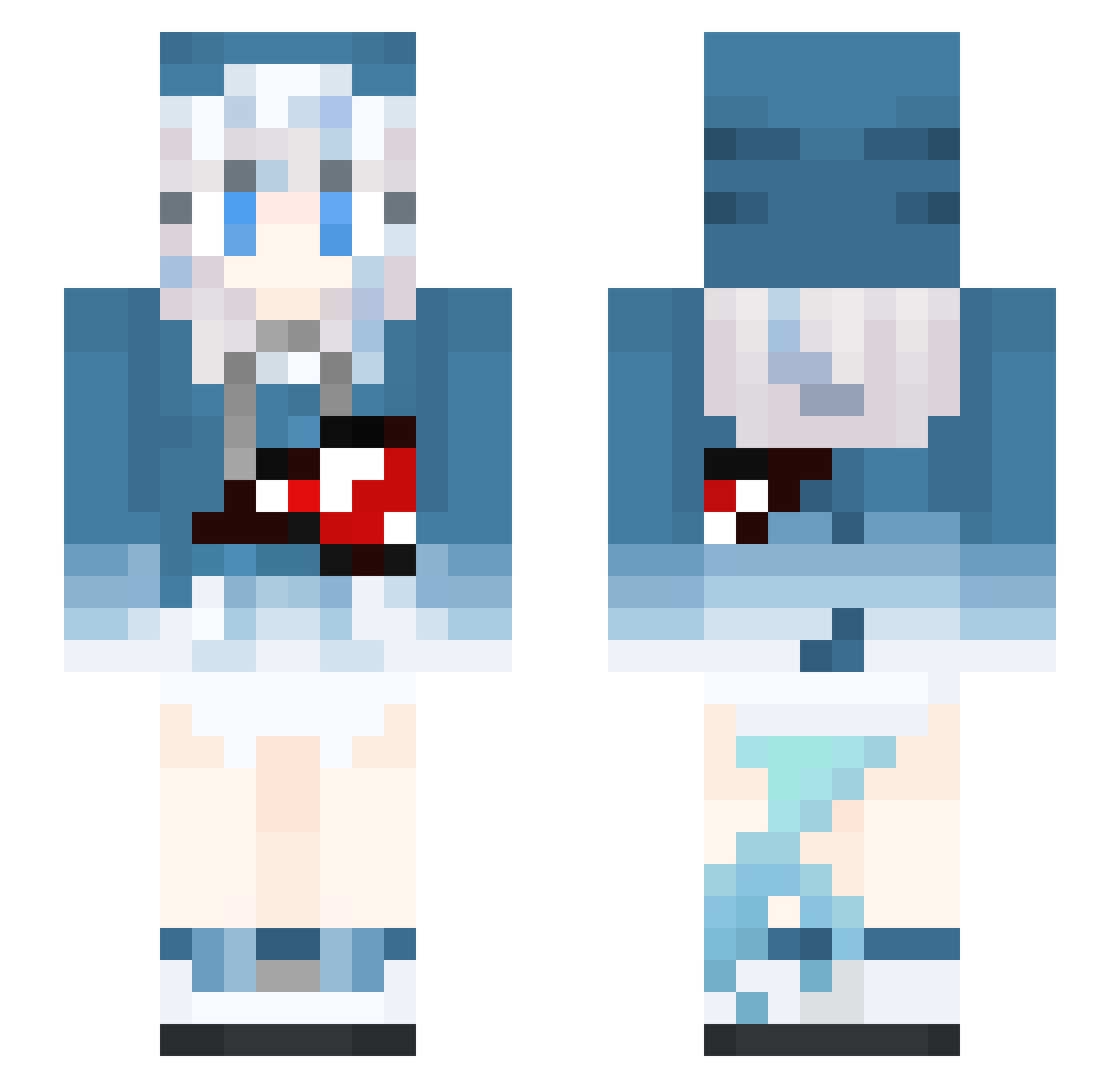 Keks865 Minecraft skin, front and back view