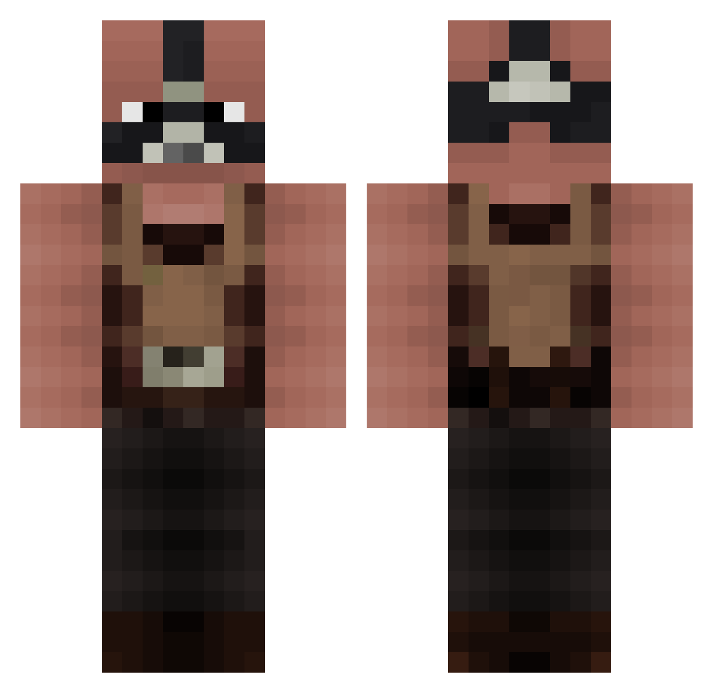 pecks Minecraft skin, front and back view