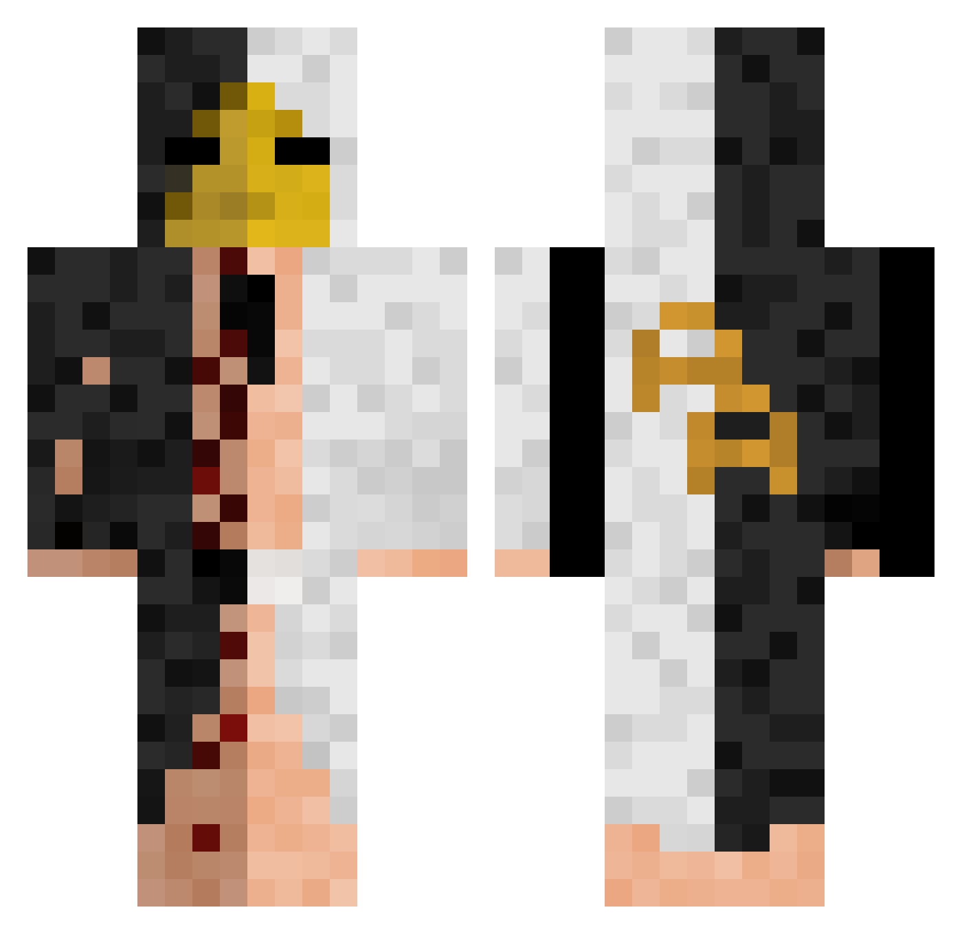 Lucifxr Minecraft skin, front and back view