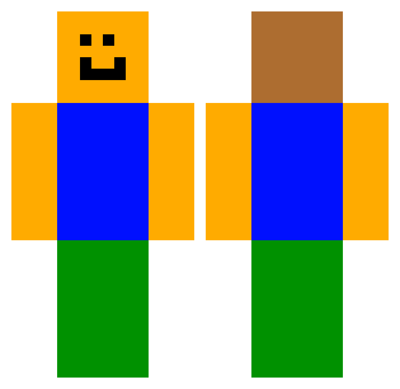 Employable Minecraft skin, front and back view