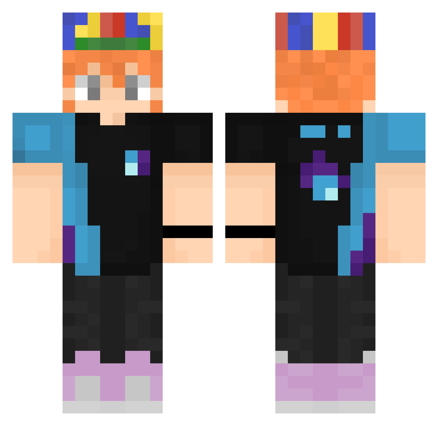 Charmitos Minecraft skin, front and back view