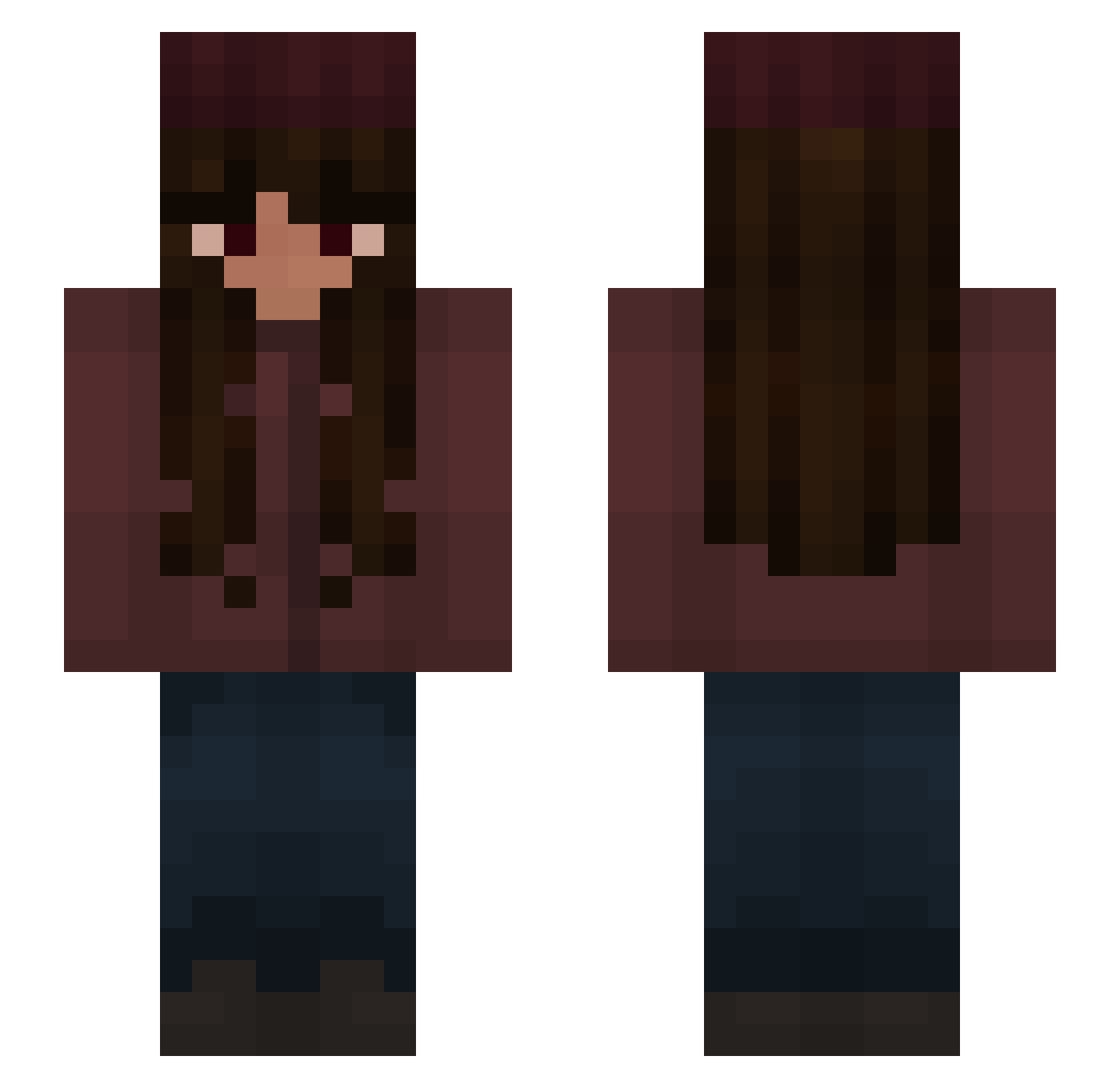 KawaiiGaming666 Minecraft skin, front and back view