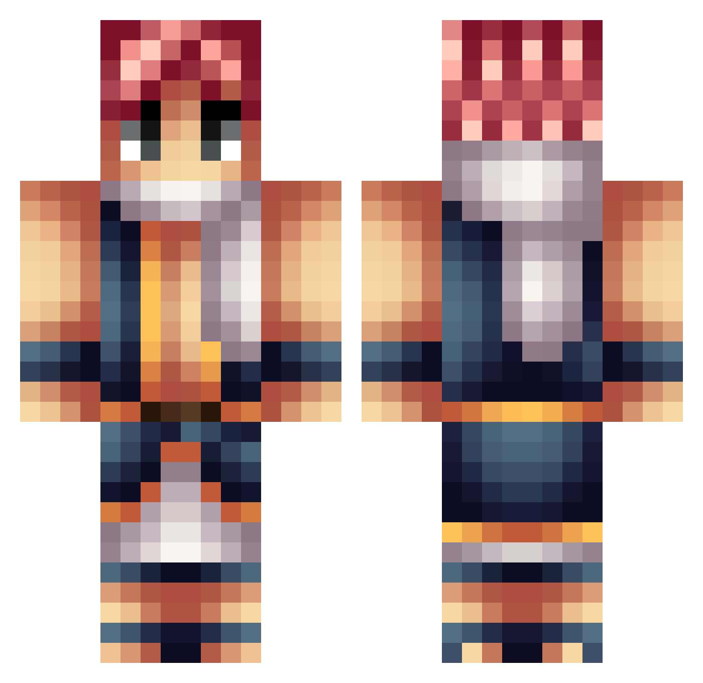 Zyrou Minecraft skin, front and back view