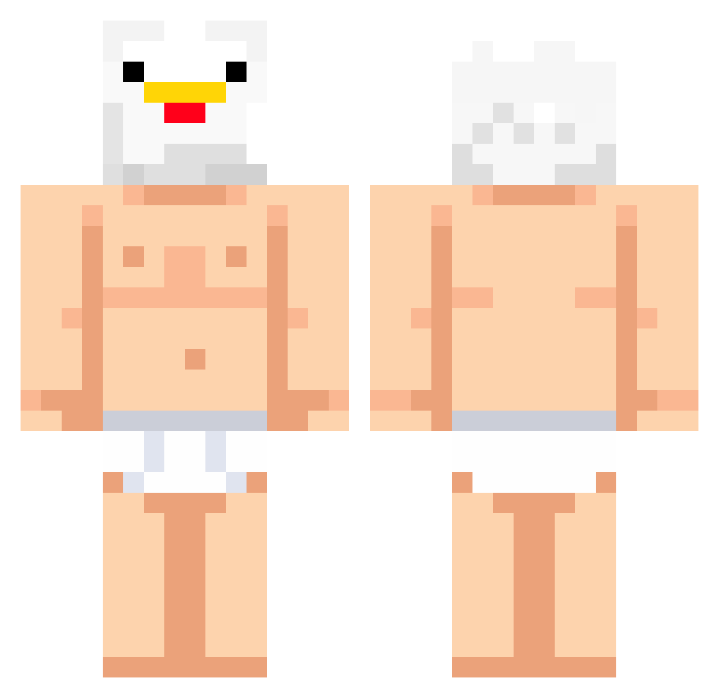 PouletBandant Minecraft skin, front and back view